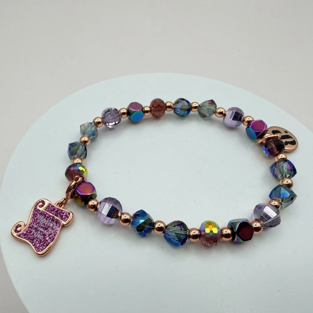 Vintage Y2K Naughty Or Nice Beaded Charm‎ Bracelet Women's Classic Retro Jewelry